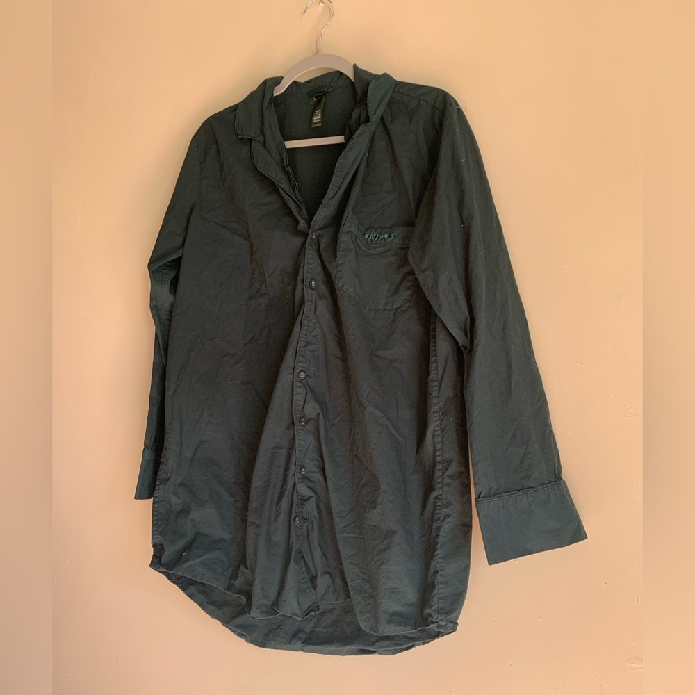 Skims Men Button Down Top Shirt Long Sleeve Green Size Small Winter Formal